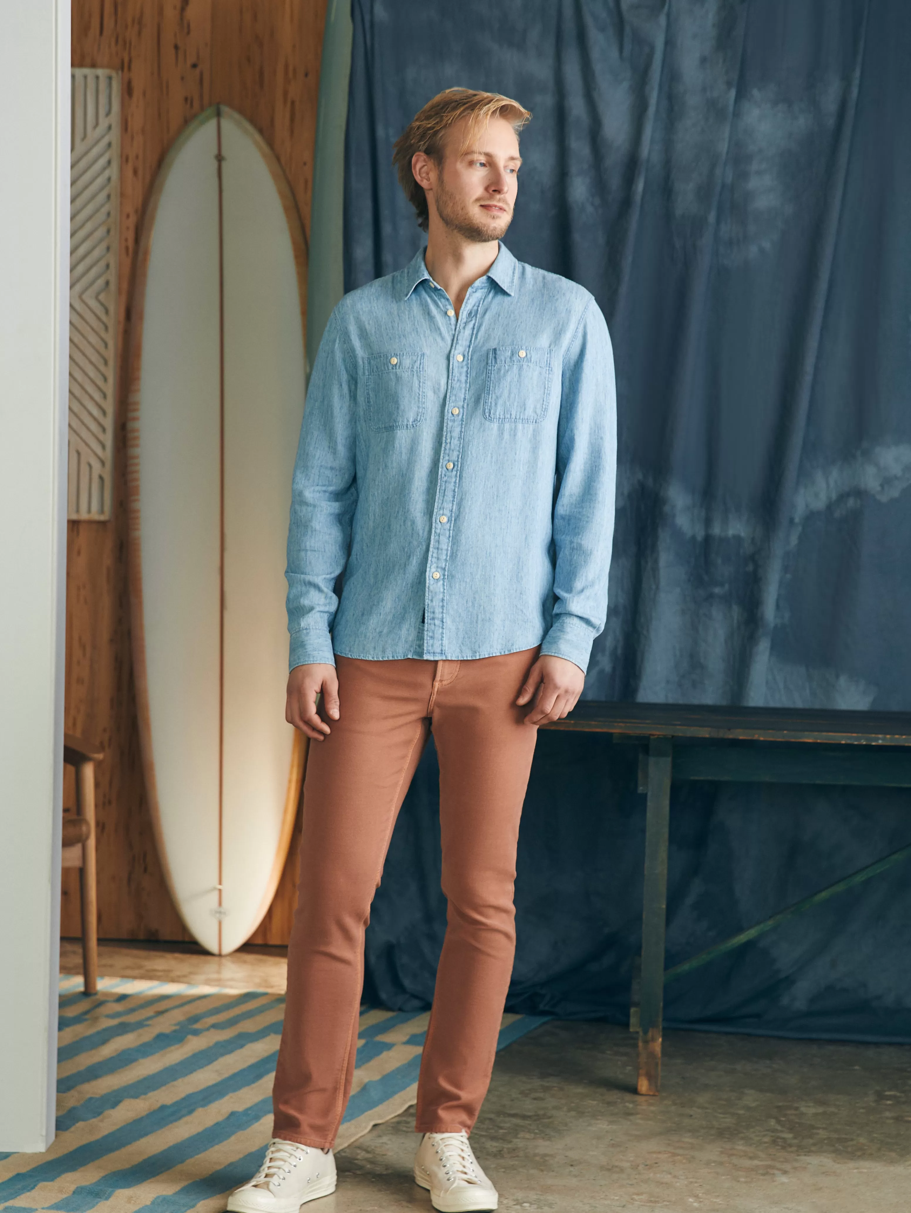 Tried & True Chambray Workshirt - | Faherty Brand Store
